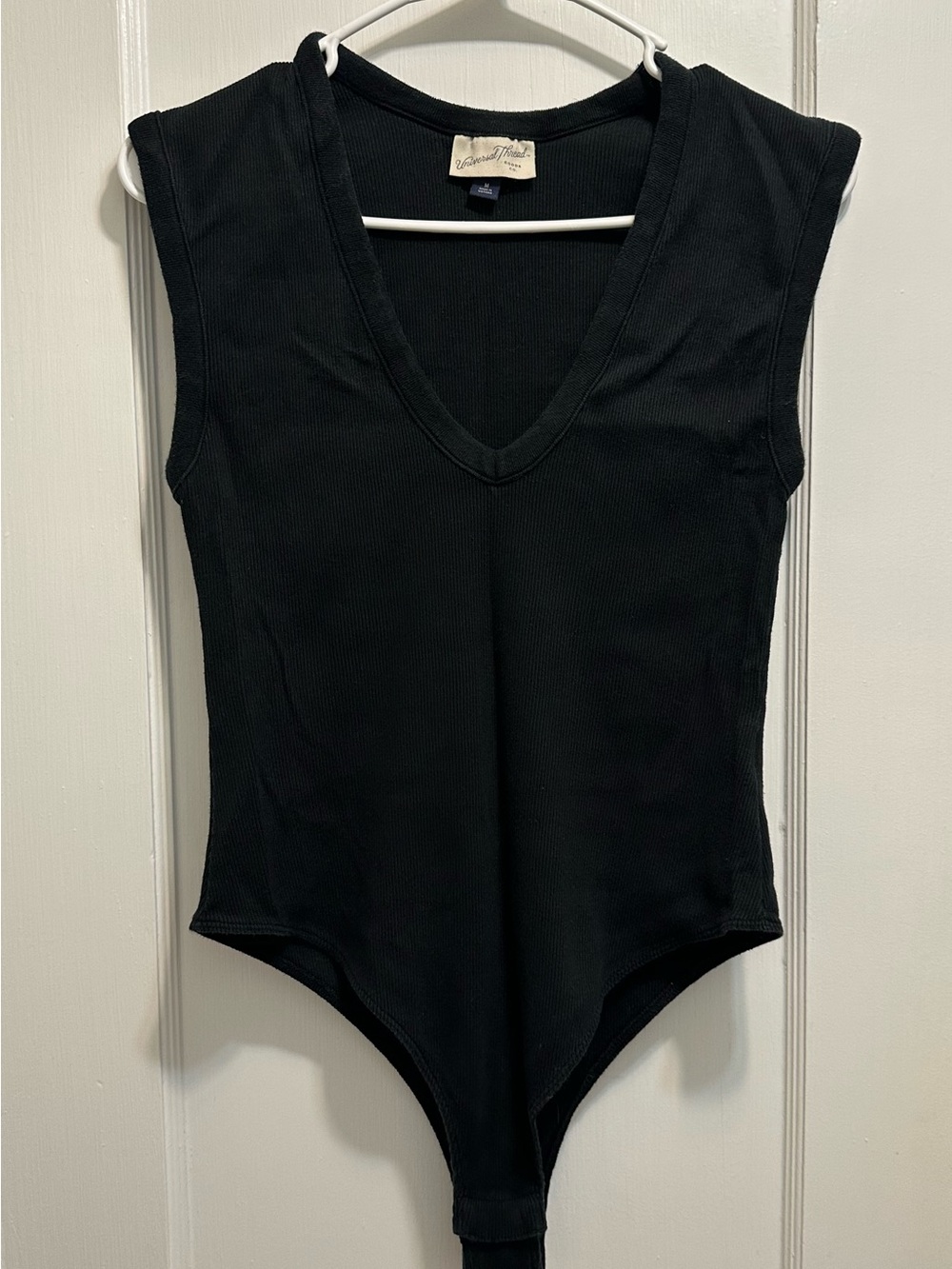 Universal Thread Black Ribbed V-Neck Bodysuit